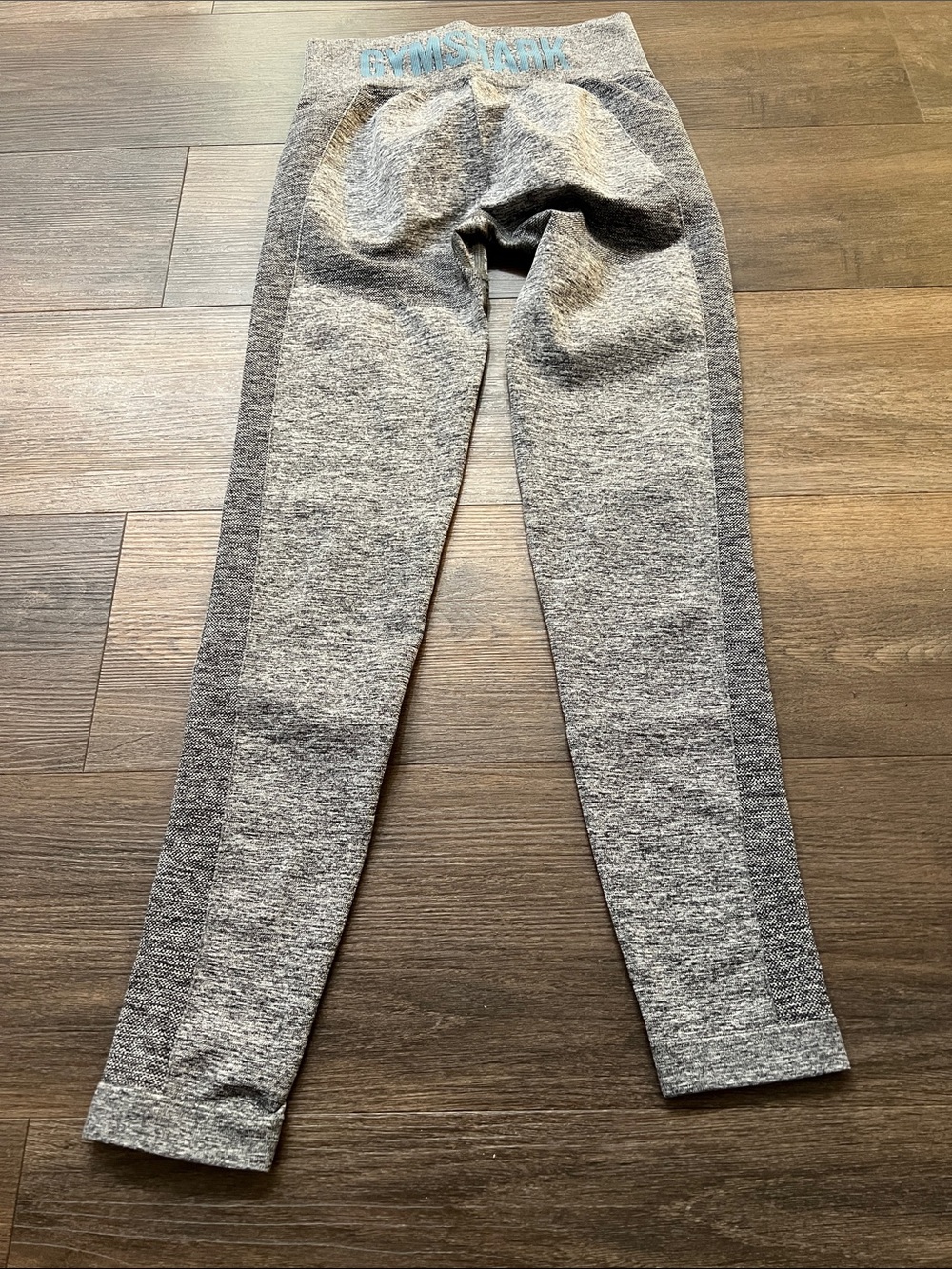 Gymshark Grey Kids Leggings with Blue Logo Waistband